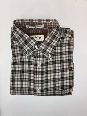 Orvis Men's Summer-Weight Plaid Button-Down Long Sleeve Shirt L